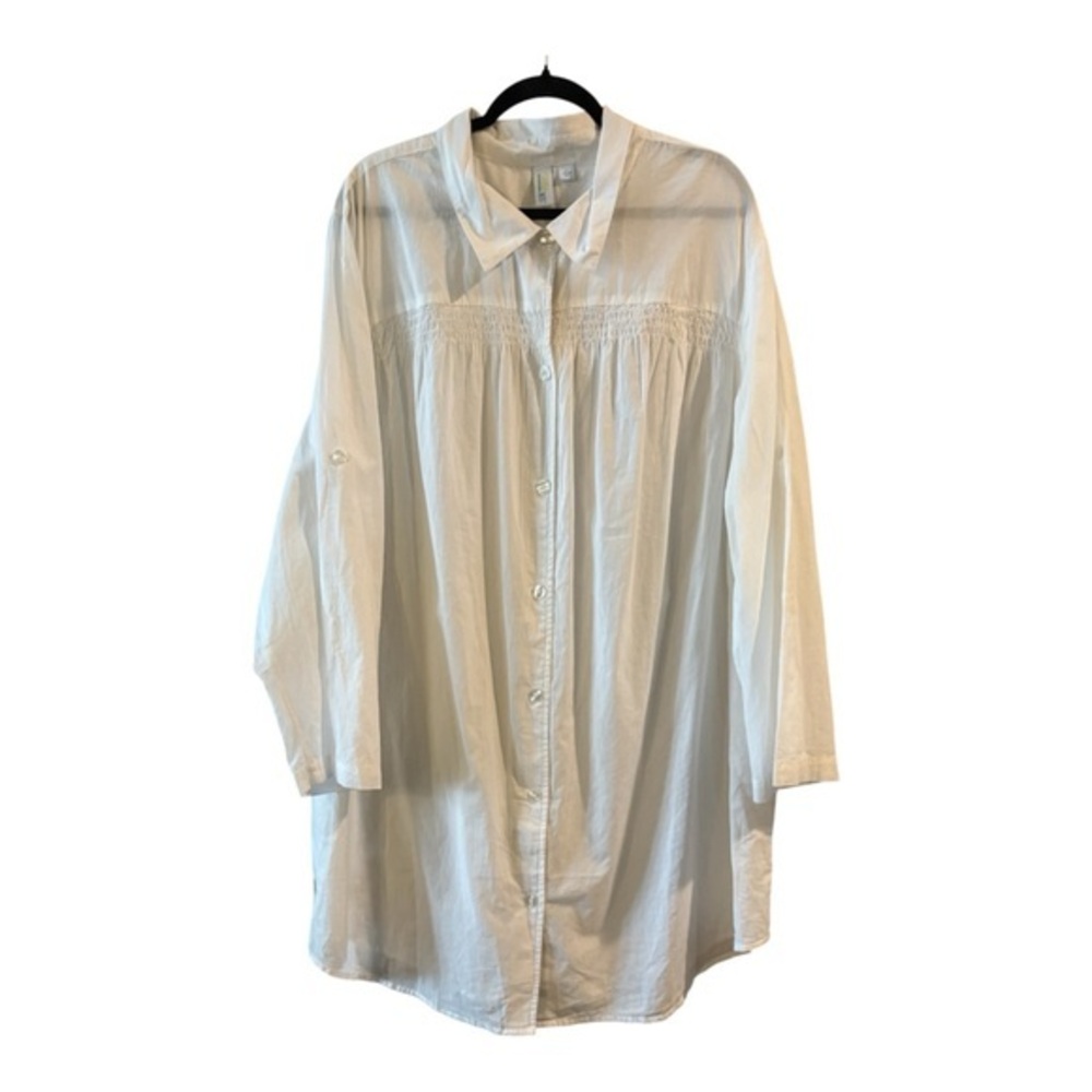 Swim 365 White Cotton Swimsuit Cover Up Shirt Dress Beach Tunic Resort Wear 2X
